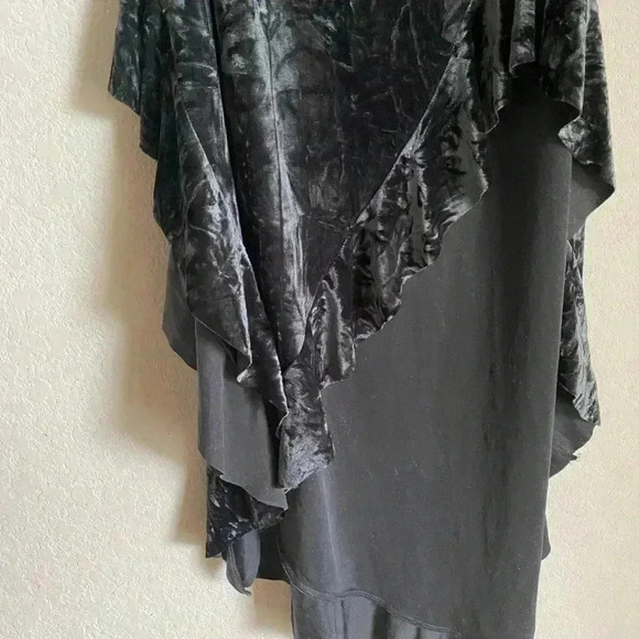 Silence + Noise Luna Velvet Strapless Ruffle Asymmetrical Goth Midi Dress S - Picture 7 of 14